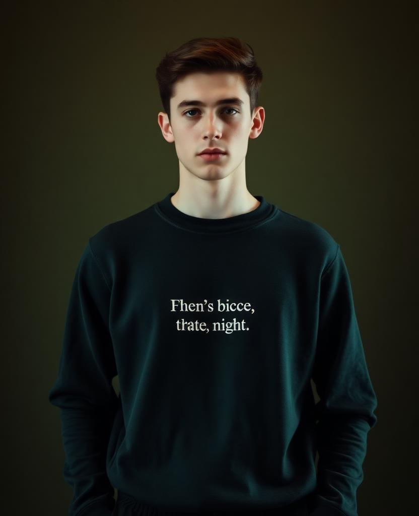 Geblurde preview van model met 'Never apologize for ambition' sweater